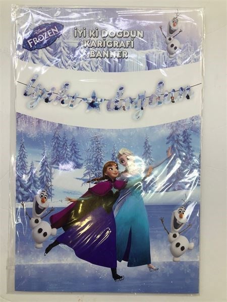 KARTON İYİ Kİ DOĞDUN KALİGRAFİ BANNER FROZEN 150 X 30 CM