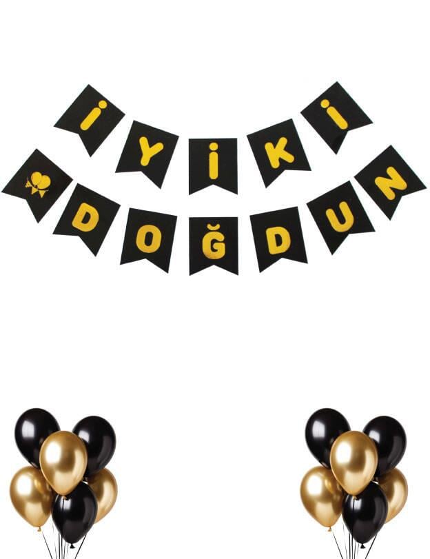 BRS-2722 KARTON YAZI LÜKS İYİKİ DOĞDUN SİYAH ÜZERİ GOLD