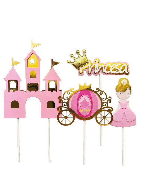 ŞATOLU TEMALI ÖZEL TASARIM KÜRDAN PASTA ÜSTÜ ÇUBUK 4 LÜ BRS-4327