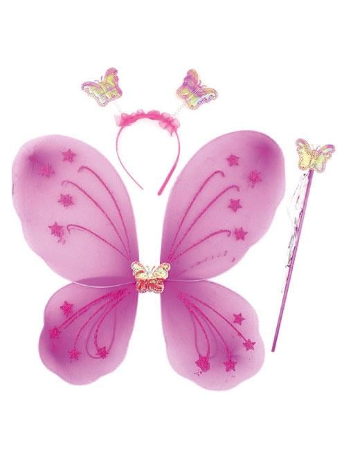 KELEBEK KANAT ASA TAÇ SET BRS-4717 PEMBE