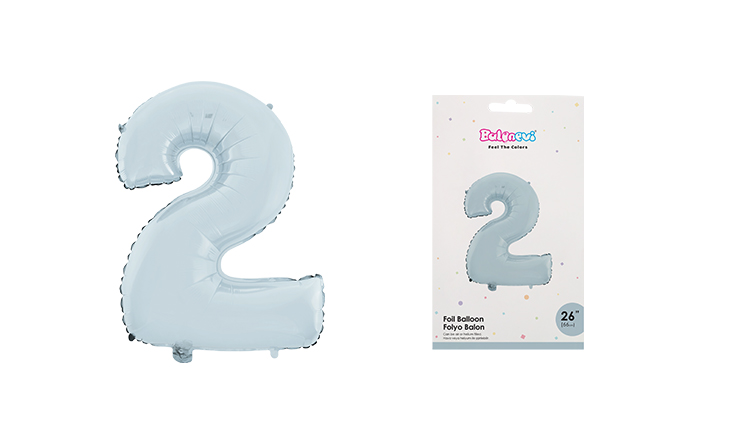 26 INCH FOLYO BALON RAKAM MAT MAVİ 2 BALONEVİ