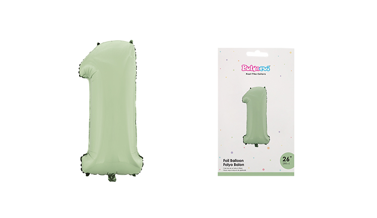 26 INCH FOLYO BALON RAKAM MAT MİNT YEŞİLİ 1 BALONEVİ