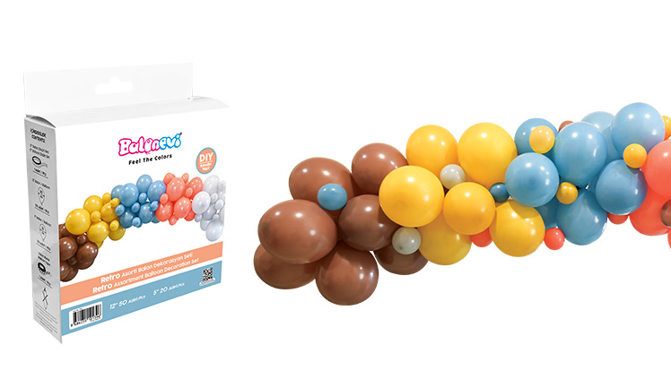 BALONEVİ RETRO ASORTİ BALON DEKORASYON SETİ 70 Lİ