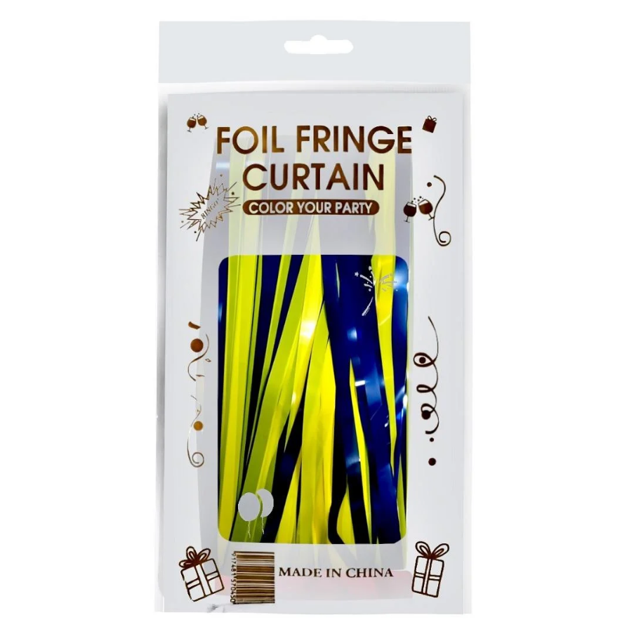 METALİZE SARI LACİVERT ARKA PLAN PERDESİ İTHAL