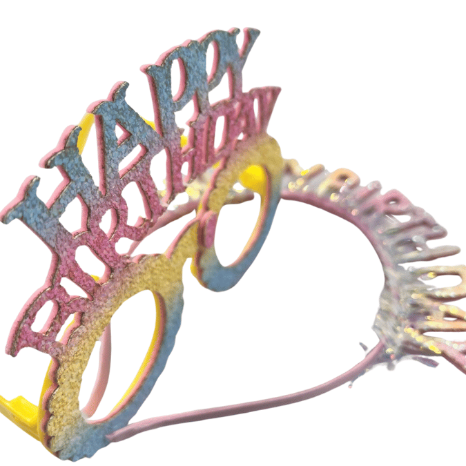 HAPPY BIRTHDAY TAÇ + GÖZLÜK SET SİMLİ RENGARENK