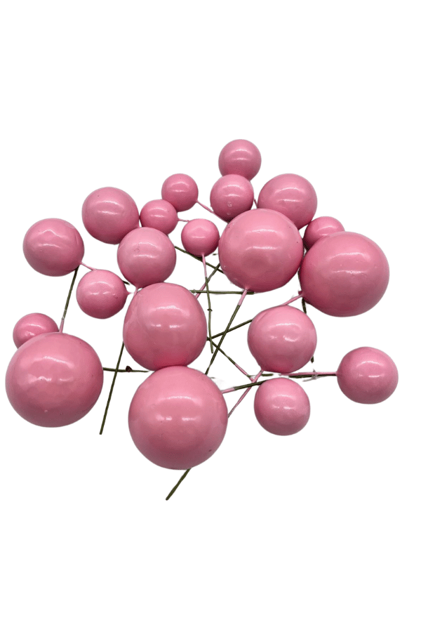 PASTA ÜZERİ MAKARON PEMBE TOP SÜS 20 ADET BRS
