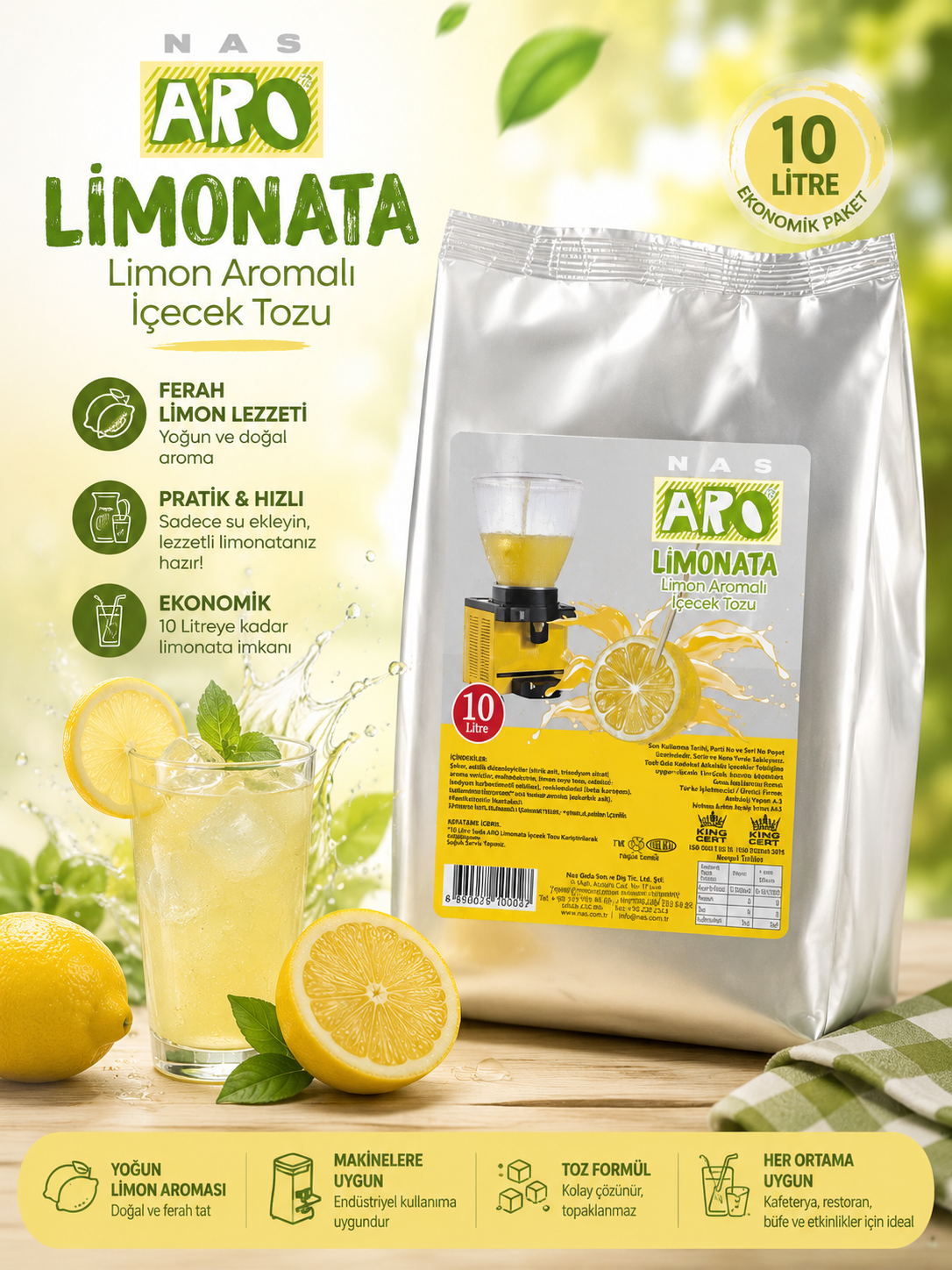 ARO LİMON 10 LT 450 GR İÇECEK TOZU KARIŞIM