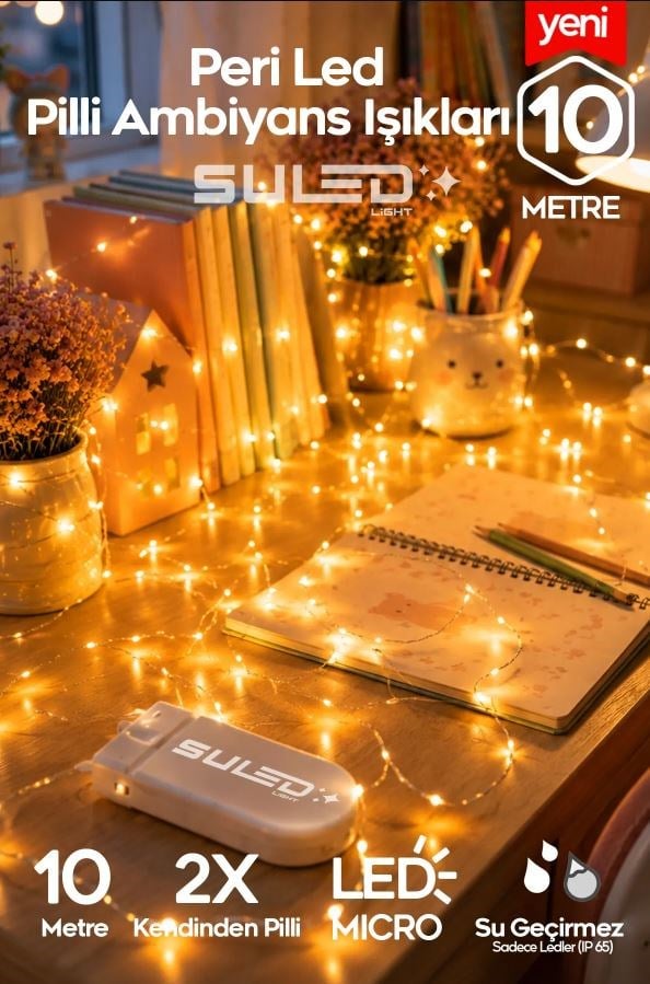 LED PERİ 10 METRE GÜN IŞIĞI SULED YASSI PİL