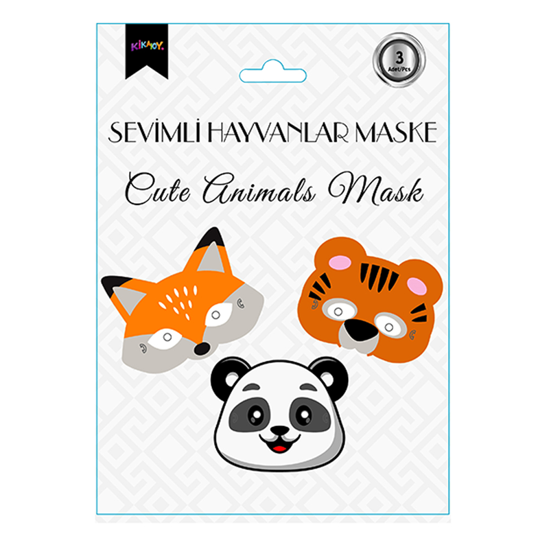 SEVİMLİ HAYVANLAR KARTON MASKE 3 ADET