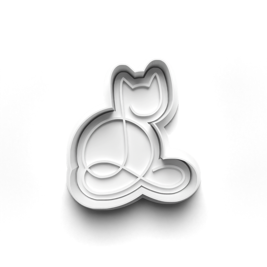 CAT LINE ART KURABİYE KALIBI KESİCİ VE DAMGASI 3D-0596_4