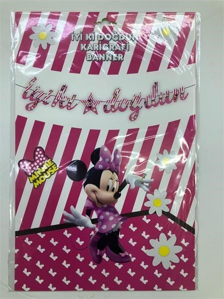 KARTON İYİ Kİ DOĞDUN KALİGRAFİ BANNER MINNIE 150 X 30 CM