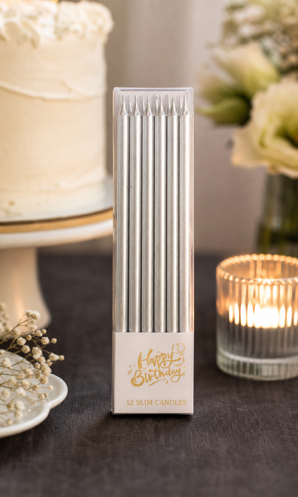 ERT-MUM-122-GUMUS PVC KUTUDA 12 ADET MUM
