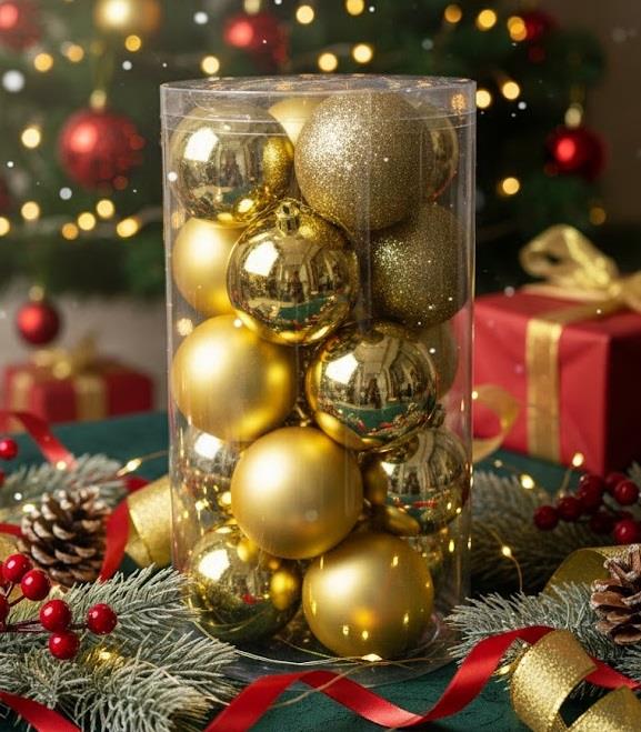 ERT-YIL-25318 YILBAŞI TOP GOLD 8 CM 20 ADET PVC SİLİNDİR