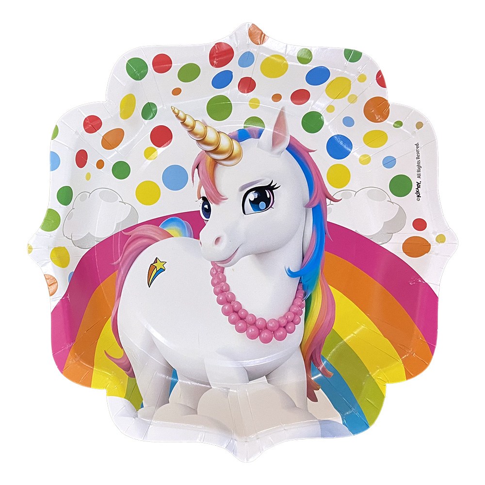 TABAK KARTON RAINBOW UNICORN 23 CM 8 Lİ