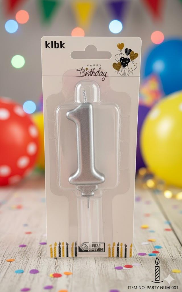 GÜMÜŞ 1 RAKAM MUM 5 CM KELEBEK