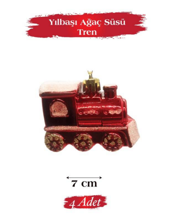 BRS-3655 YILBAŞI AĞAÇ SÜSÜ TREN 7 X 6 CM 4 LÜ