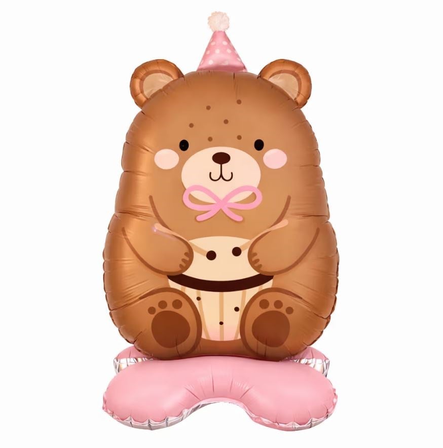 AYAKLI PEMBE AYI FOLYO BALON 1132 60 X 37 CM