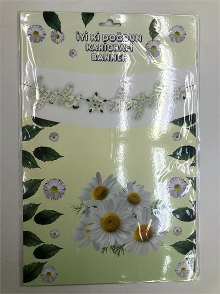 KARTON İYİ Kİ DOĞDUN KALİGRAFİ BANNER PAPATYA 150 X 30 CM