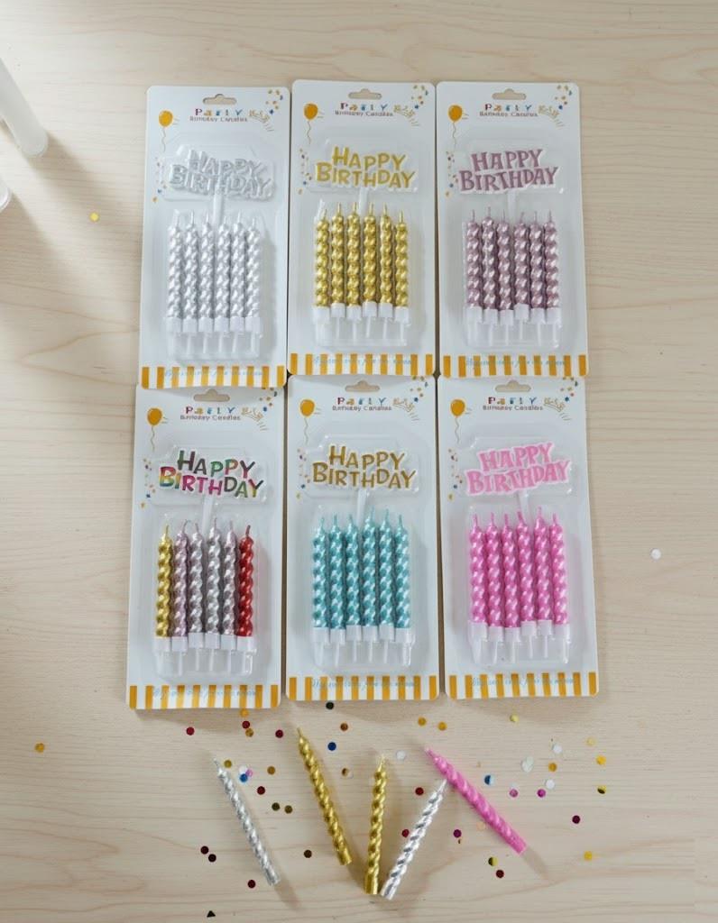 ERT-MUM-114 RENKLİ BURGULU MUM PLAKETLİ 12 CM 6 ADET