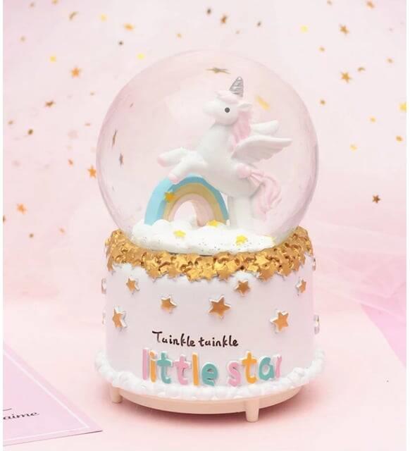 BRS-1465 KAR KÜRESİ ORTA PİLLİ IŞIKLI UNICORN 13 CM