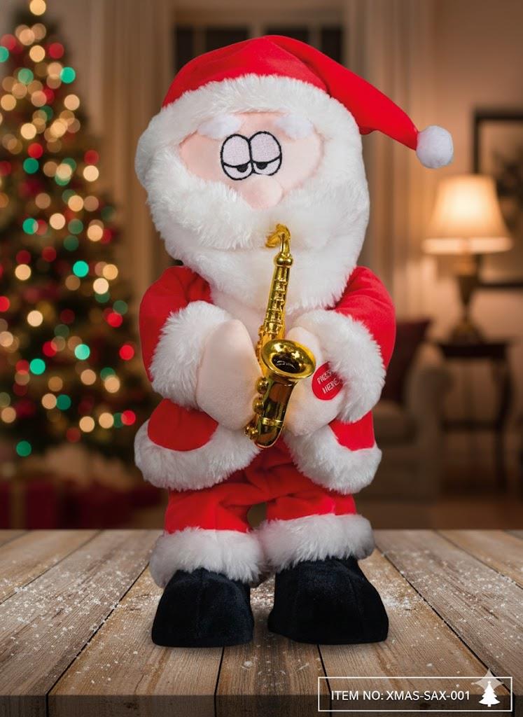 YILBAŞI NOEL BABA SAKSOFONLU HAREKETLİ PİLLİ 35 CM BRS-4417