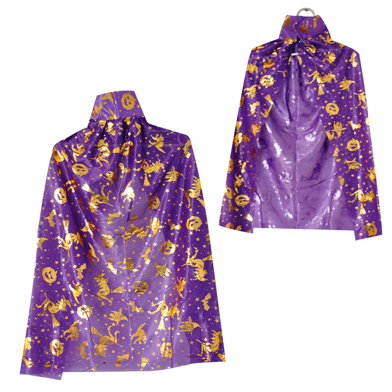 HALLOWEEN CADI PELERİN MOR GOLD BALKABAĞI CADI BASKILI