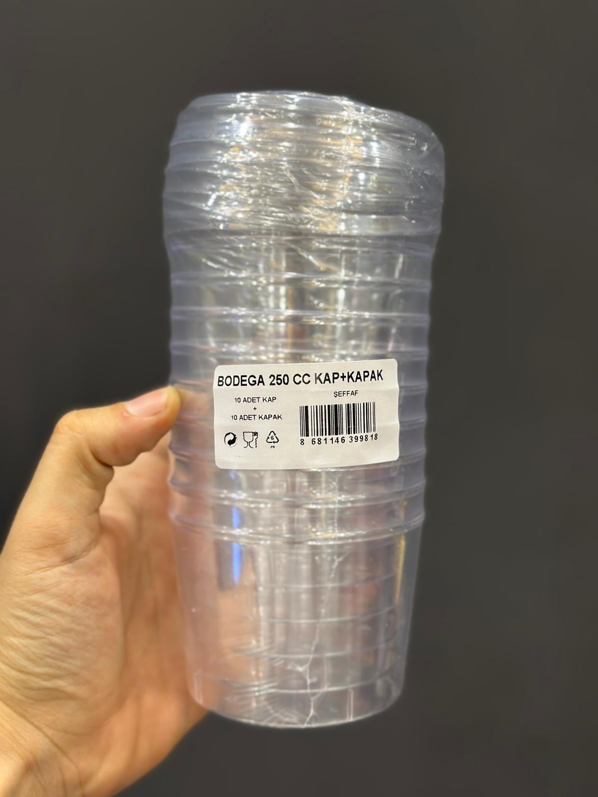 BODEGA 250 CC KAP VE KAPAK 10 ADET/PAKET
