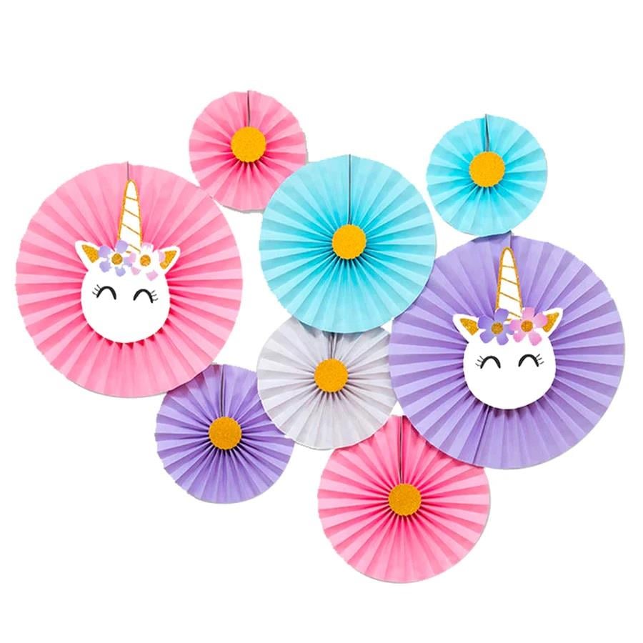BRS-1008 KAĞIT YELPAZE UNICORN FİGÜRLÜ SET 8 Lİ