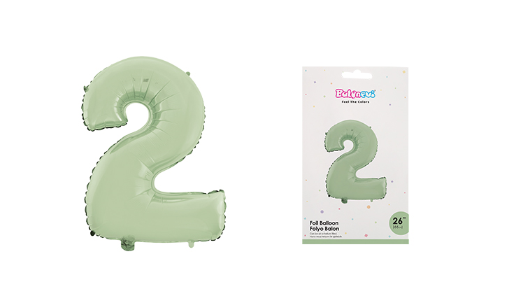 26 INCH FOLYO BALON RAKAM MAT MİNT YEŞİLİ 2 BALONEVİ