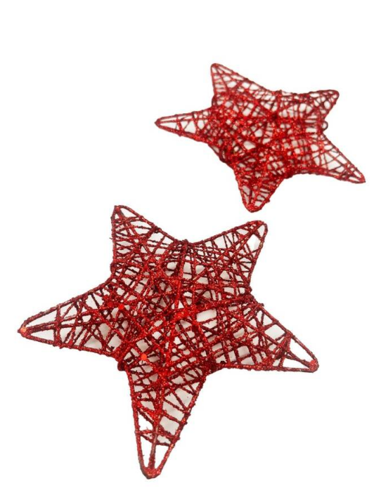 BRS-3674 YILBAŞI TEL YILDIZ 3 BOYUTLU KIRMIZI 15 CM 3 LÜ