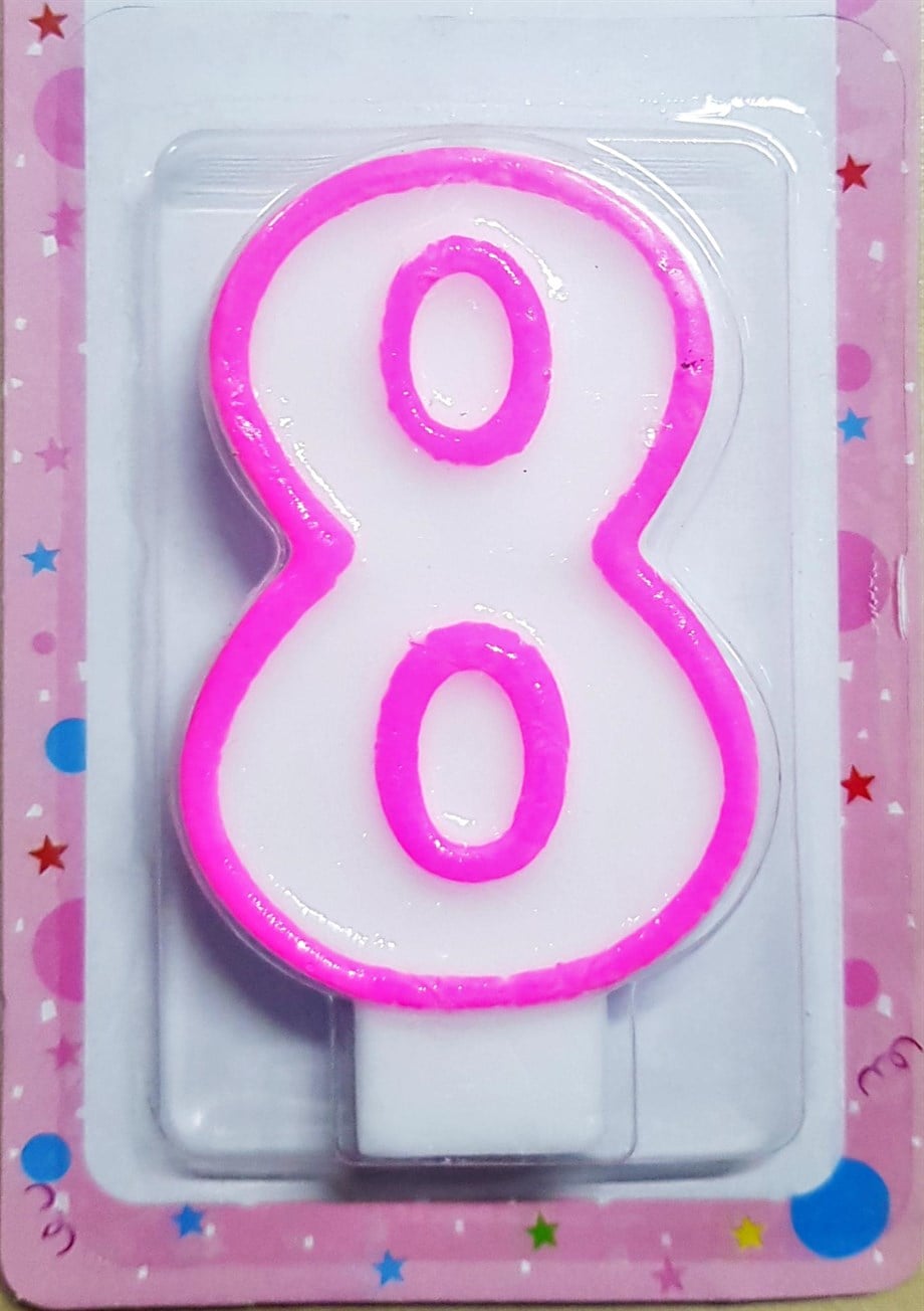 AKF MUM RAKAM 8 YAŞ PEMBE | AdanaPastaMalzemeleri.com AKF MUM RAKAM 8 YAŞ PEMBE