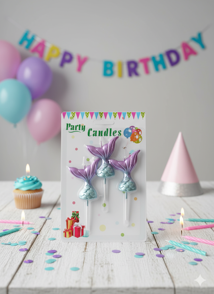 ERT-MUM-111 DENİZ KIZI TEMALI MUM KAĞIT KARTELA