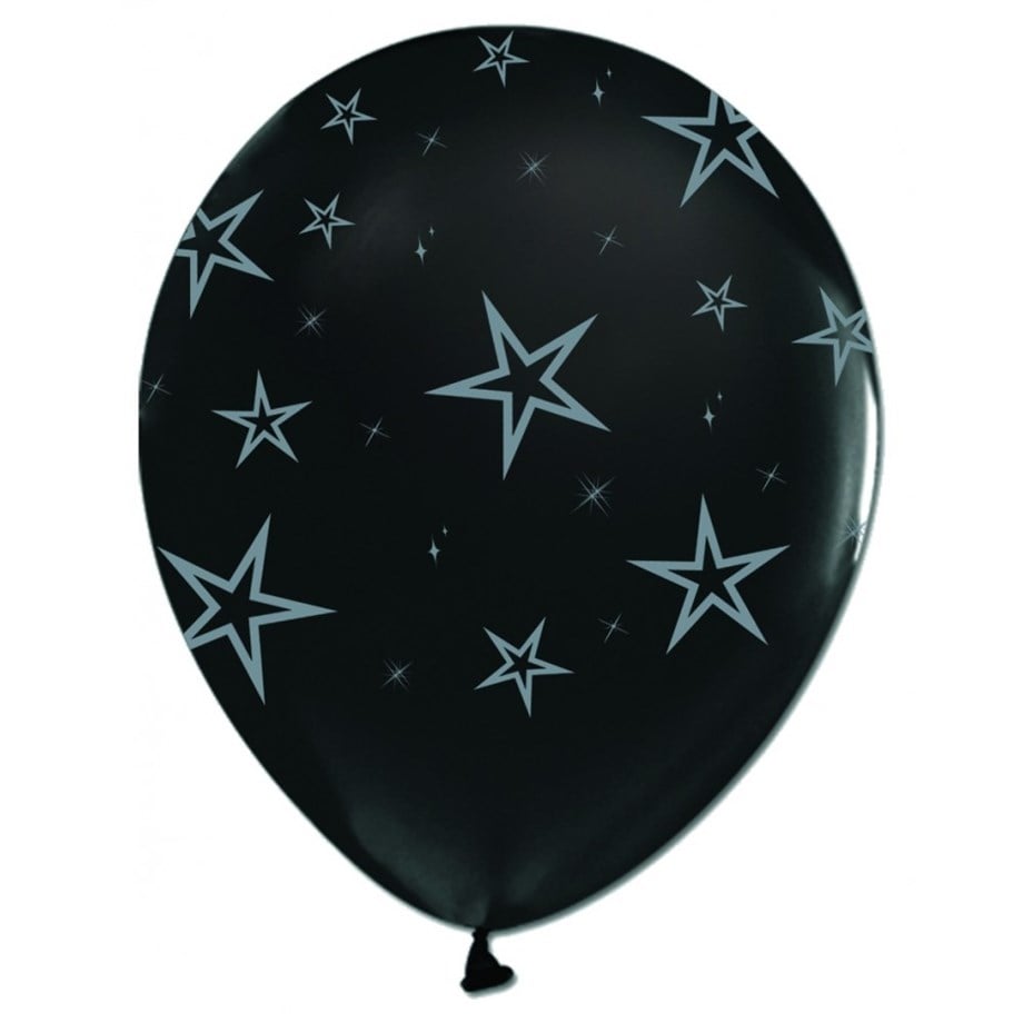 BALON SİLVER YILDIZLAR SİYAH (10 ADET)