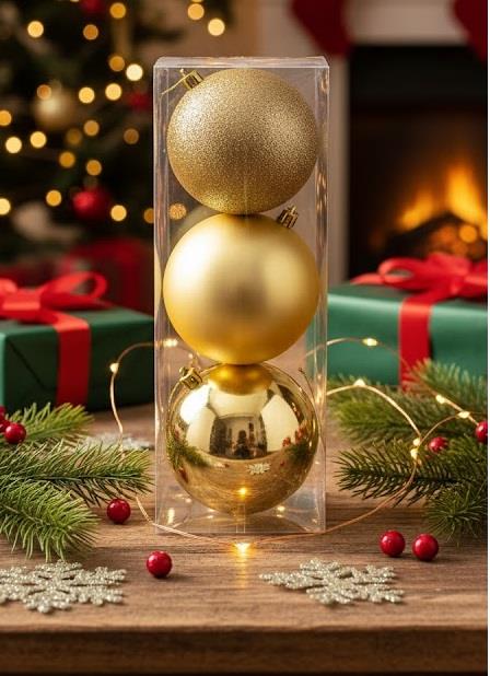 ERT-YIL-25316-GLD YILBAŞI TOP GOLD 10 CM 3 ADET PVC KUTULU