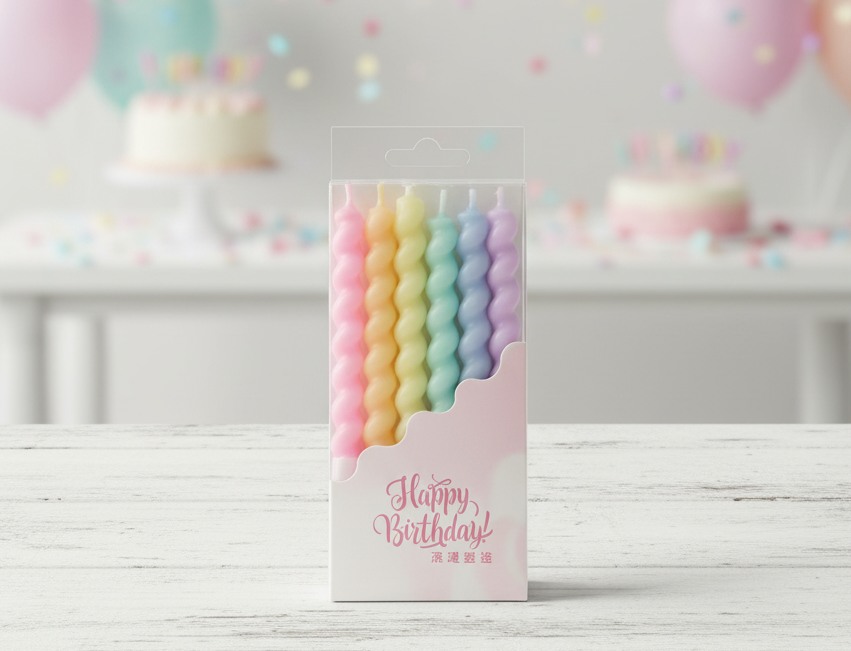 ERT-MUM-101 MAKARON RENKLİ BURGULU MUM 12 CM 6 ADET