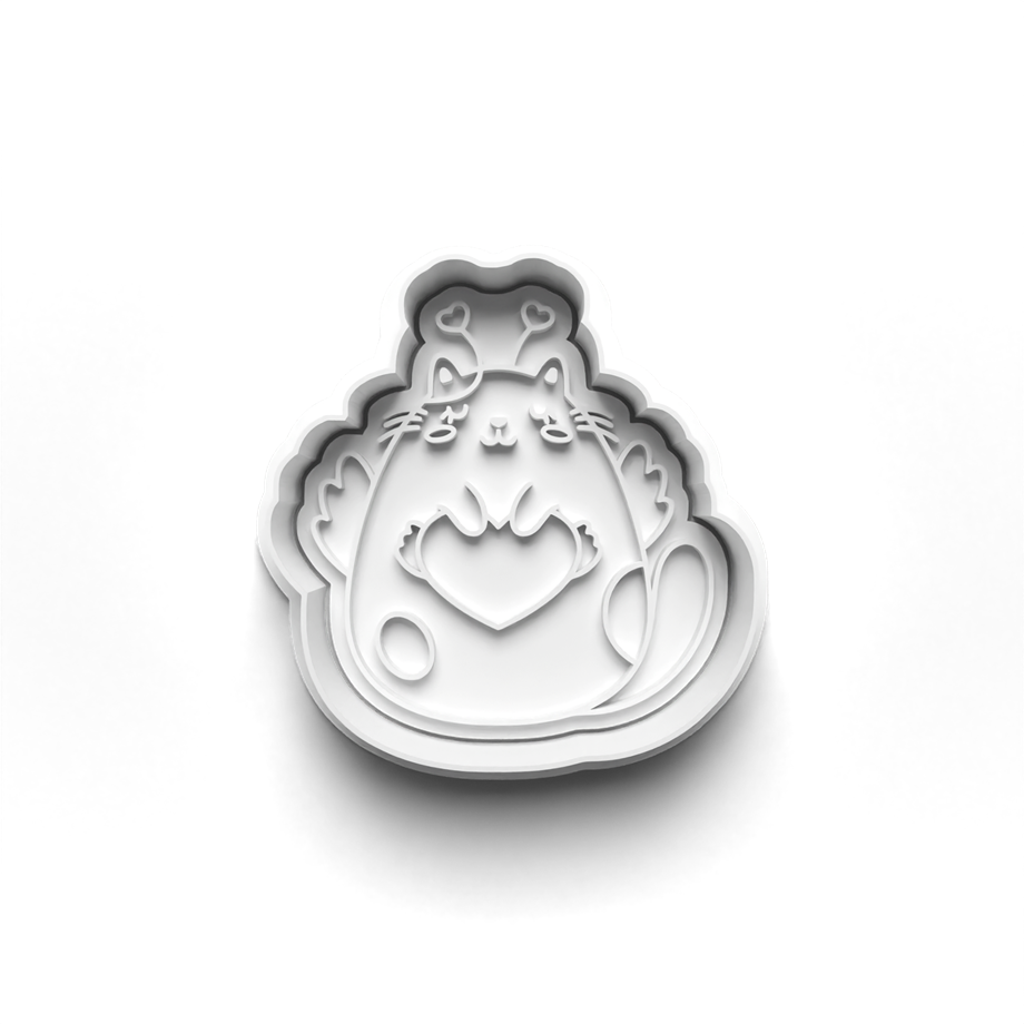 SEVGİLİLER GÜNÜ KEDİLER KURABİYE KALIBI KESİCİ VE DAMGASI 3D-0532_2