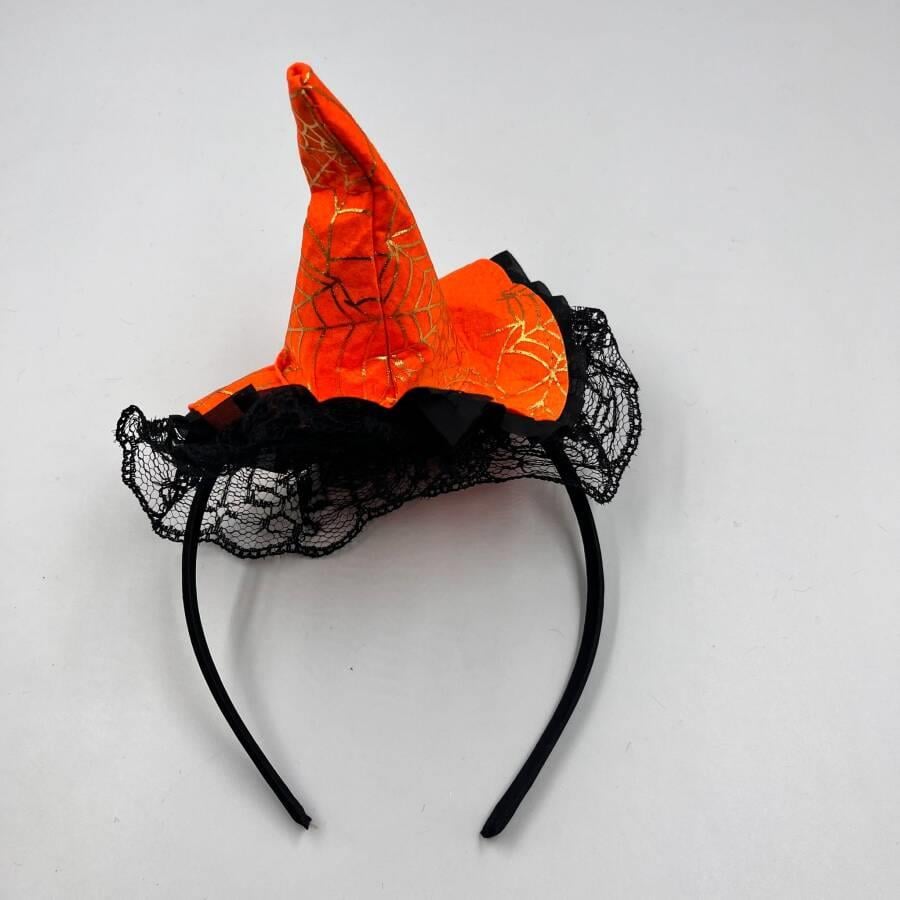 HALLOWEEN TAÇ MİNİ TURUNCU CADI ŞAPKALI TÜLLÜ