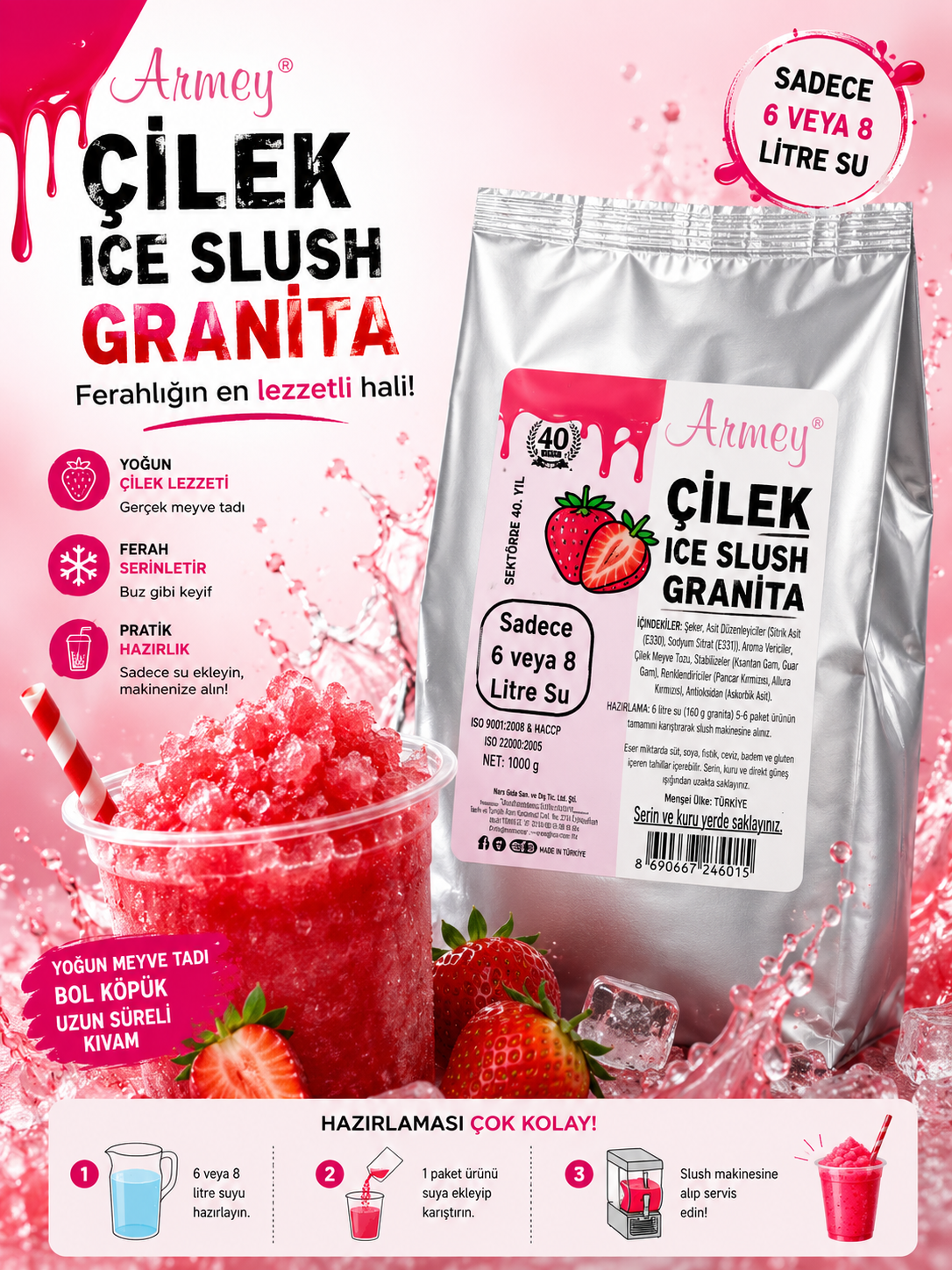 ARMEY ARO ÇİLEK SLUSH GRANITA 1 KG