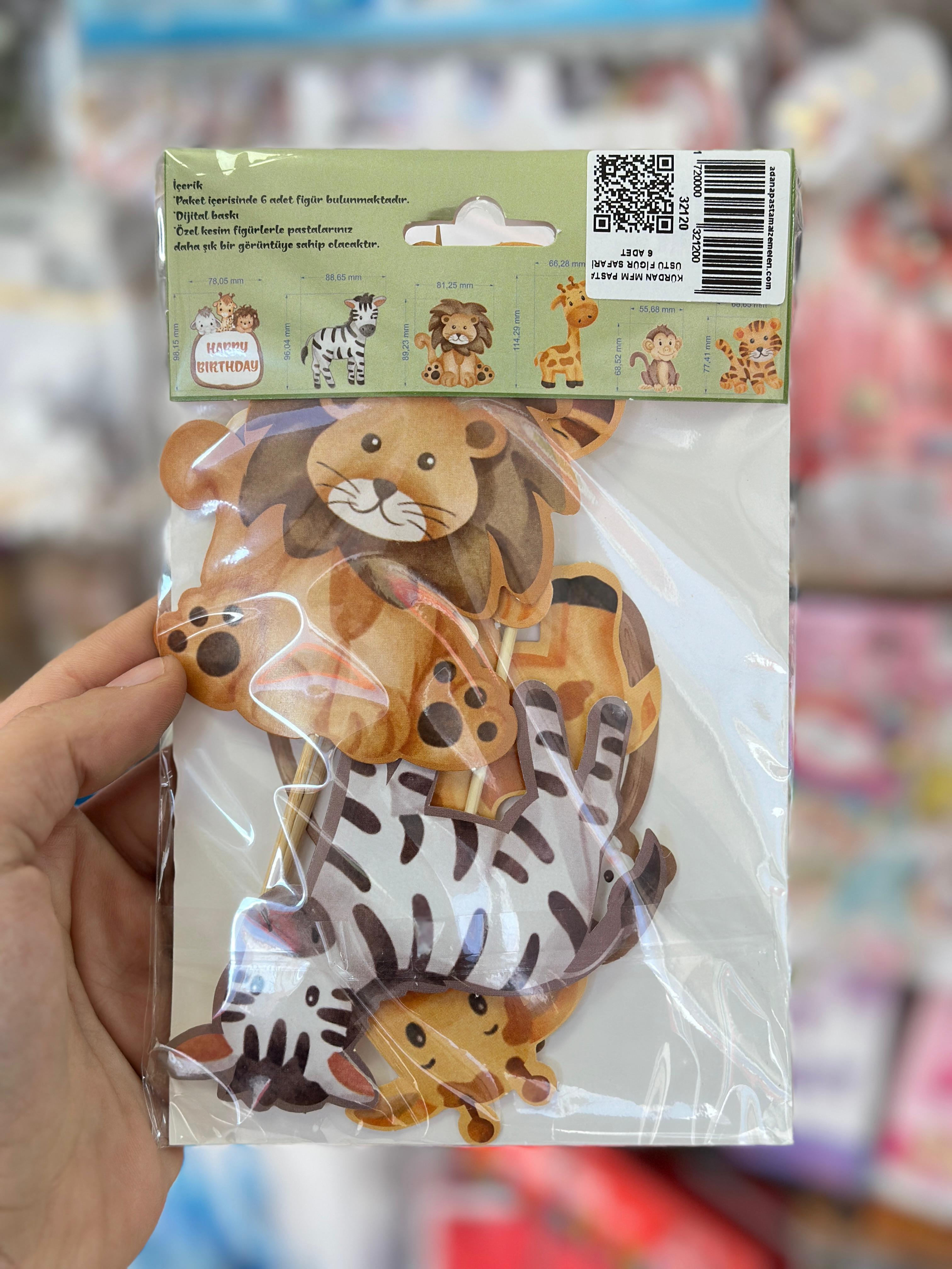 KÜRDAN  PASTA ÜSTÜ FİGÜR SAFARİ 6 ADET