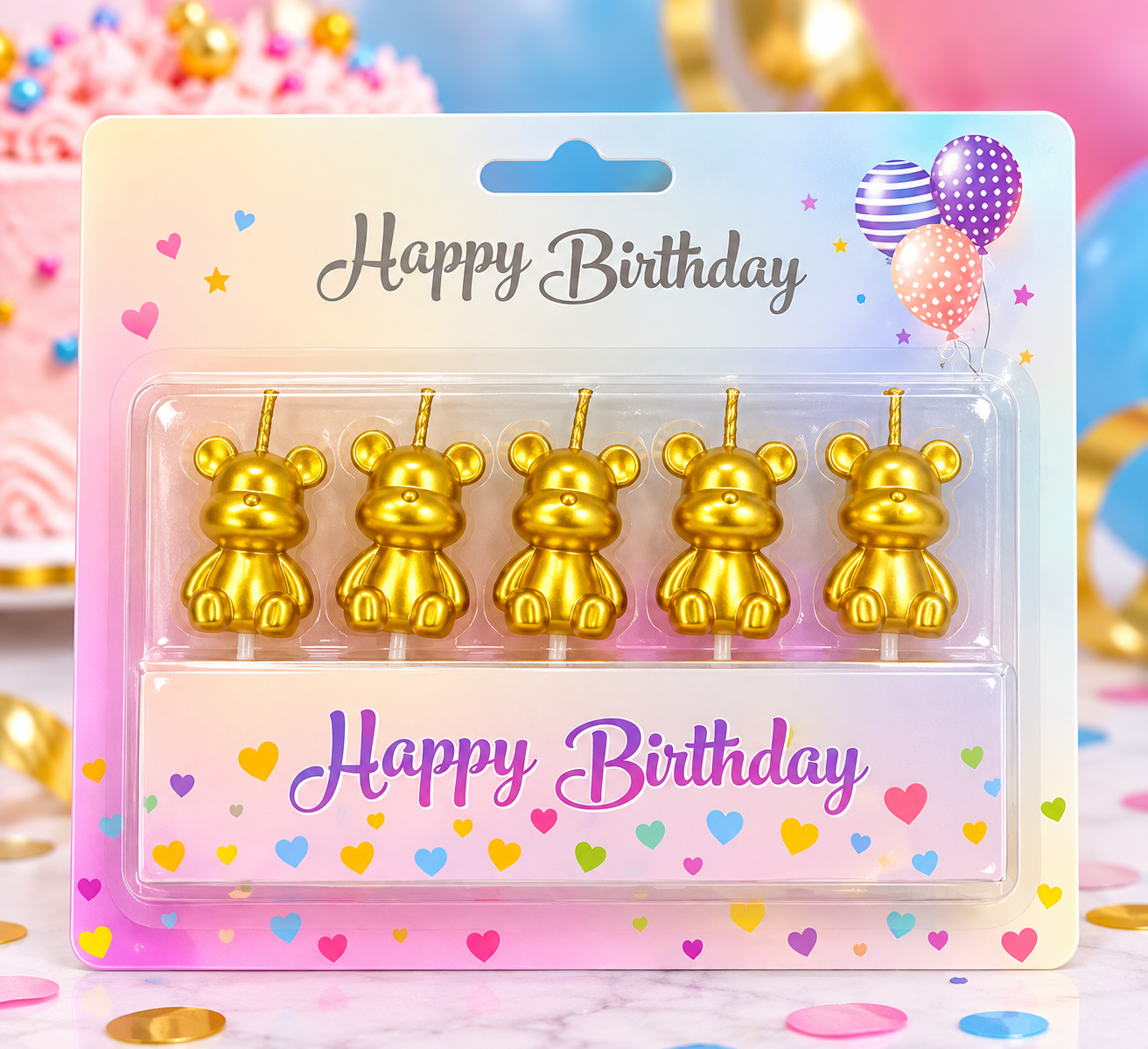 ERT-MUM-129 METALİK AYICIK GOLD MUM 5 Lİ 4 CM