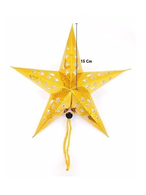 KARTON YILDIZ 3D HELOGRAMLI 15 CM ALTIN BRS-4044