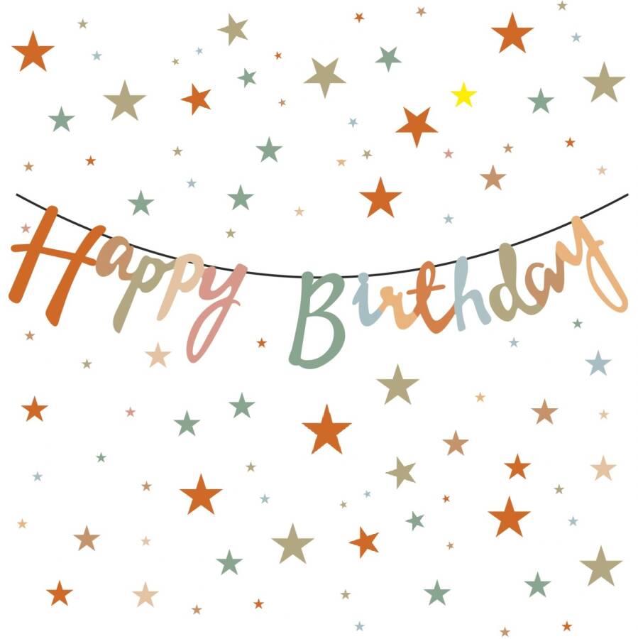 BNR-043 KARTON HAPPY BIRTHDAY KALİGRAFİ BANNER RETRO 98 X 22 CM
