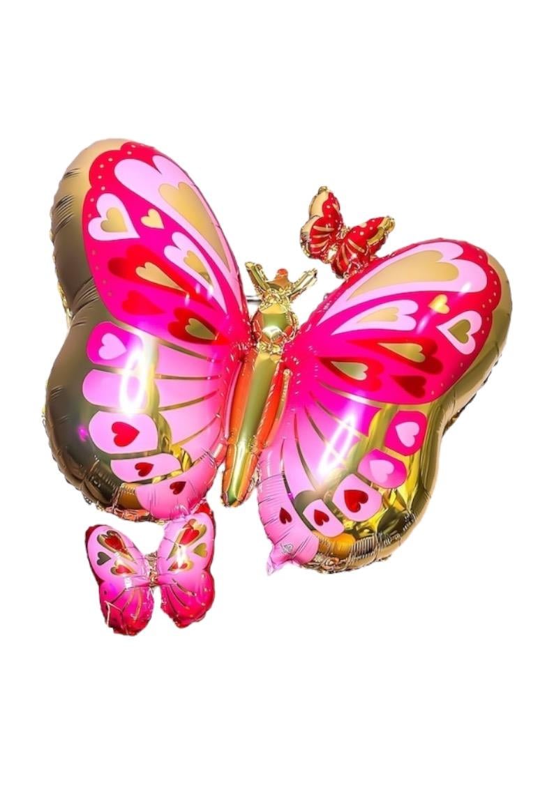 PEMBE KIRMIZI KELEBEK FOLYO BALON 73X71 CM - 7692