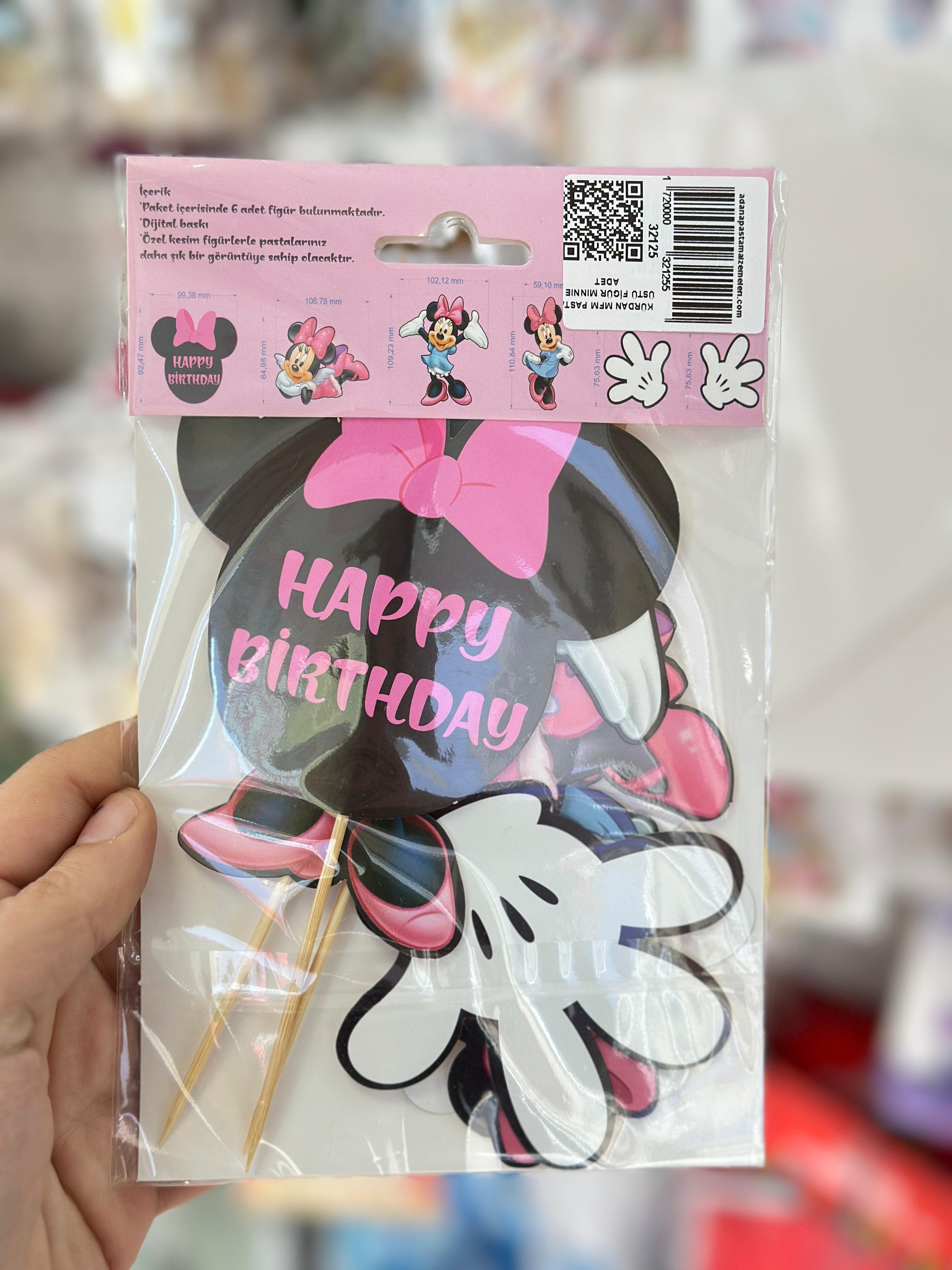 KÜRDAN  PASTA ÜSTÜ FİGÜR MINNIE 6 ADET