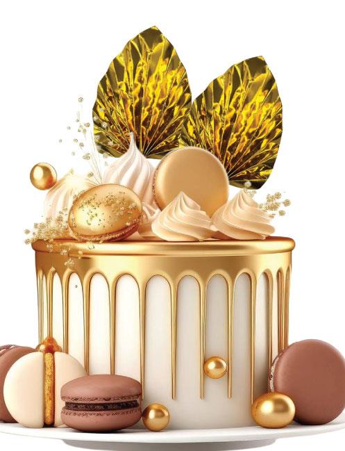 PASTA ÜSTÜ DEKOR ÇUBUK YAPRAK VARAKLI 2 Lİ BRS-4138-GOLD