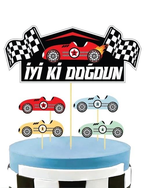 YARIŞ ARABALARI TEMALI ÖZEL TASARIM KÜRDAN SET 5 ADET BRS-
