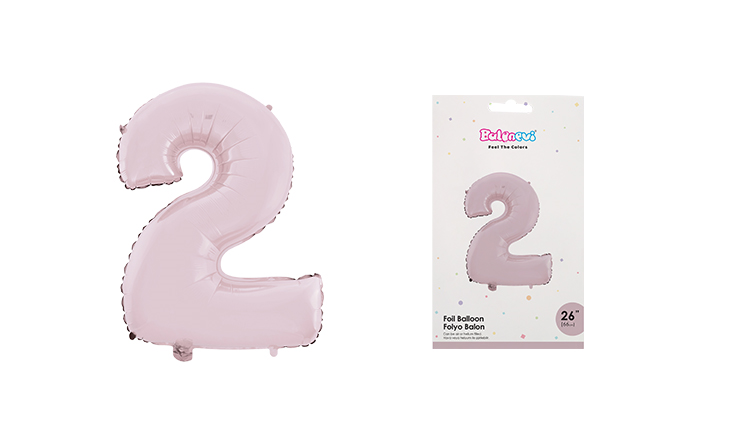 26 INCH FOLYO BALON RAKAM MAT PEMBE 2 BALONEVİ