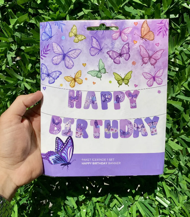 KELEBEK ZARF BANNER HAPPY BIRTHDAY SET 