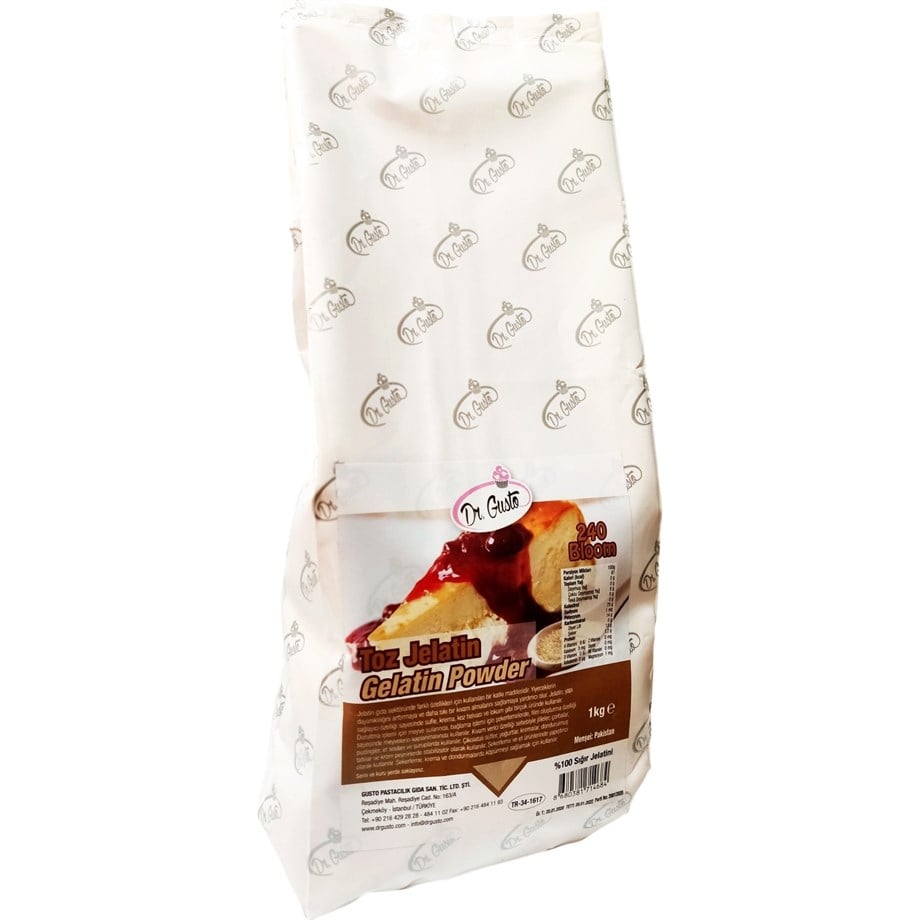 JELATİN TOZ KG | AdanaPastaMalzemeleri.com JELATİN 240 BLOOM TOZ 1 KG DR.GUSTO