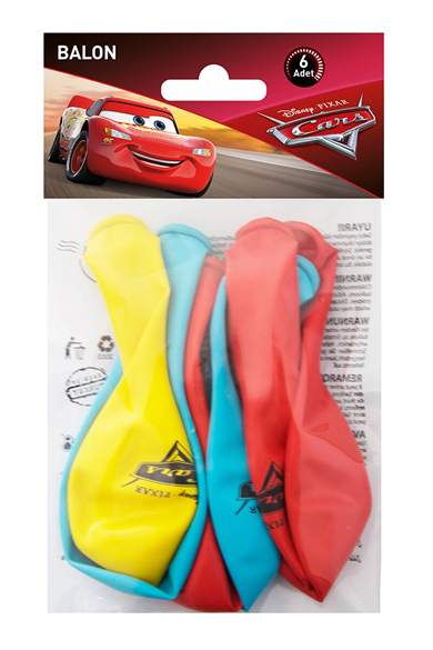 12 INCH CARS LİSANSLI BASKILI 6 ADET BALONEVİ